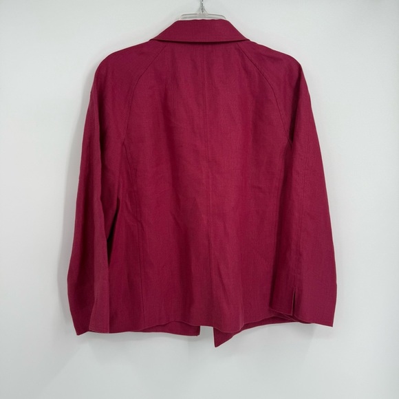 Talbots Jacket Womens Size XL Pure Irish Linen Blazer Open Front Pockets berry - Picture 8 of 9